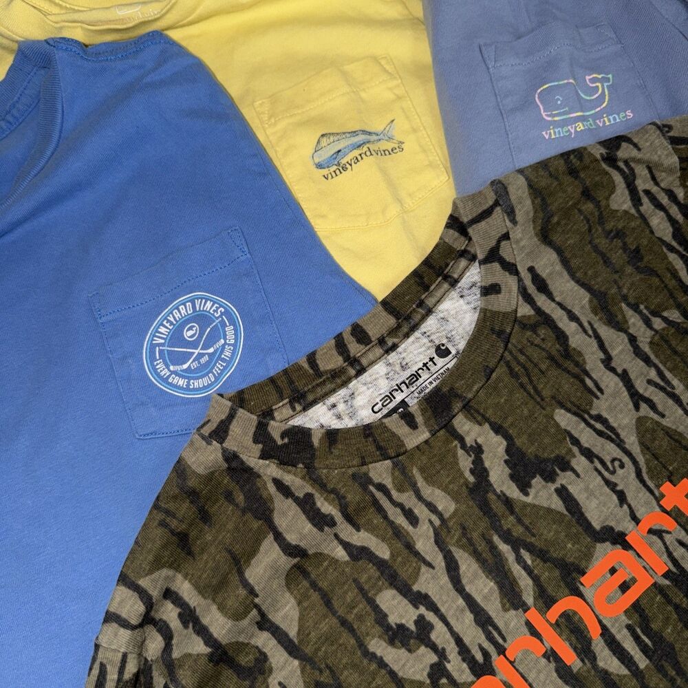 Vineyard Vines Carhartt T Shirt Lot Of 4 Small 8-10 Boys Girls Short Long Sleeve
